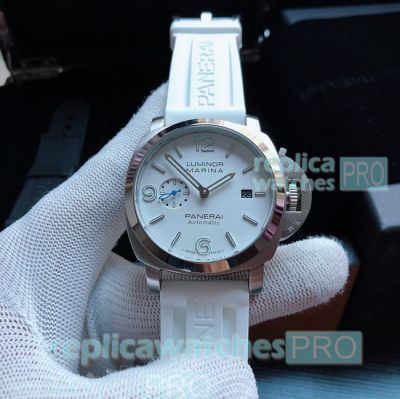 High Quality Clone Panerai Luminor Marina White Dial White Rubber Strap Men's Watch